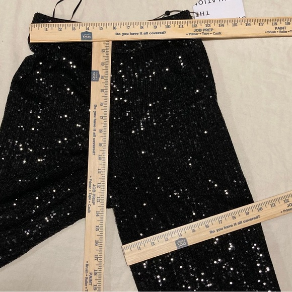 NWT Dress the Population Black Sequined Wide Leg Dina Pant | Inseam 32.5 - Picture 3 of 15
